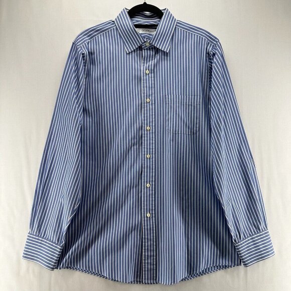 Ratio/Clothing Dress Shirt Mens Size L Striped Button Down Long Sleeve Blue - Picture 1 of 10